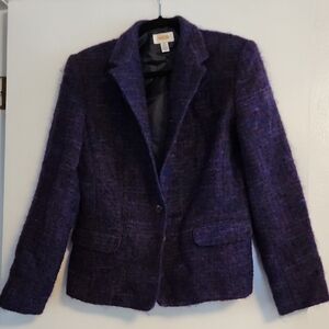 Talbots Purple Tailored Blazer with Notched Lapels and Fitted Silhouette